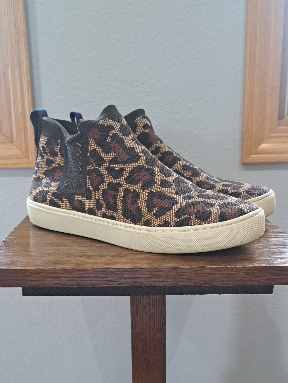 Rothy's Leopard Print Slip-On Sneakers in Brown and Black